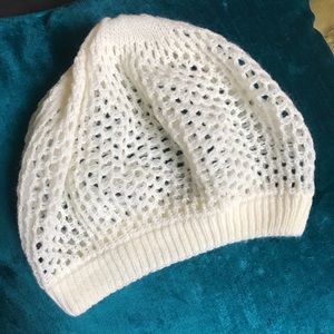Ivory Knit Beanie Beret Winter Hat!